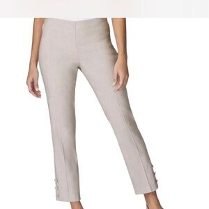 J. Jill stretch linen  Cropped Slim Pants with Side Button Detail